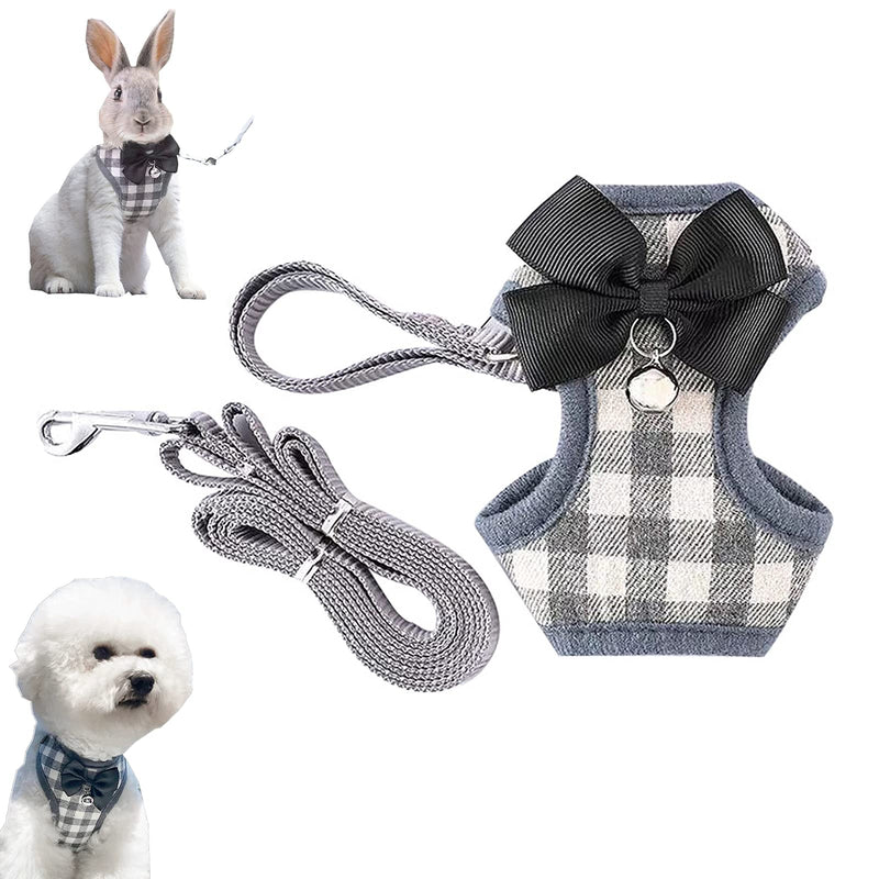 Cat Harness, Dog Harness and Leash Set, Bunny Rabbit Ferret Harness with Adjustable Buckle Comfort for Pet Kitten Small Animals Harnesses S AGray - PawsPlanet Australia