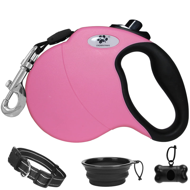 16 ft Retractable Dog Leash for Large Dogs up to 110 lbs,Tangle-Free Nylon Tape,Pink L pink - PawsPlanet Australia