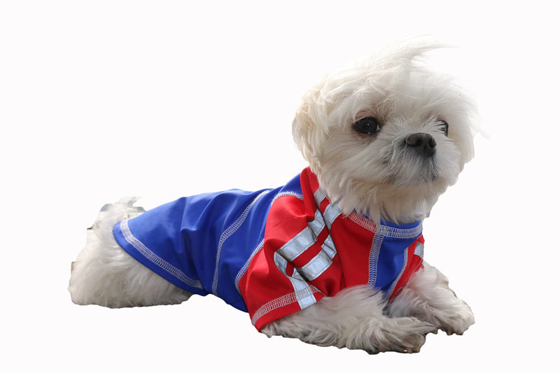 Louie de Coton Sun Shirt for Dogs & Cats | Size: XXS | UV Protection Cooling T-Shirt for Pets | UPF50+ Max Protection from Sunburn | Leash Hole, Machine Washable, Made in USA Royal Blast - PawsPlanet Australia