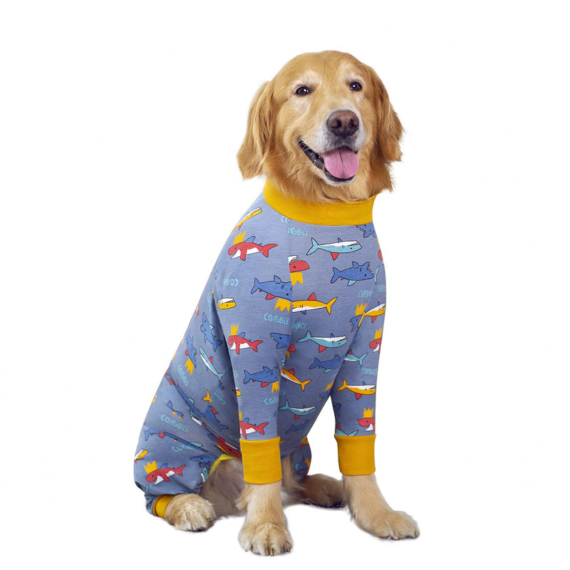 Dog Recovery Suit After Surgery Female Male, Soft Long Sleeve Dog Neuter Shirt Cone Alternatives, Prevent Licking Dog Surgical Onesies for Large Medium Dog Shedding Suit(Shark 7XL) Grey Shark - PawsPlanet Australia