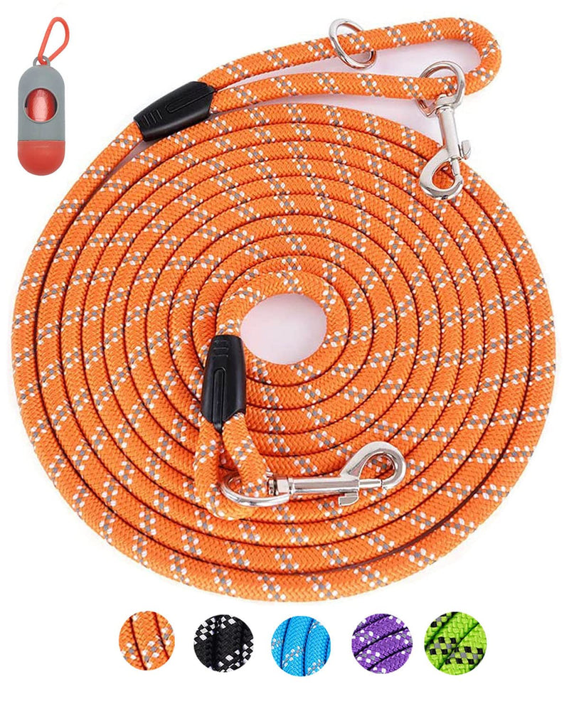 Long Dog Leash for Dog Training 10FT/16FT/30FT/50FT/100FT, Reflective Threads Check Cord Dog Leash, Heavy Duty Dog Lead for Large Medium Small Dogs Outside Walking, Playing, Camping, or Yard 30FT* 3/8 inch Orange - PawsPlanet Australia