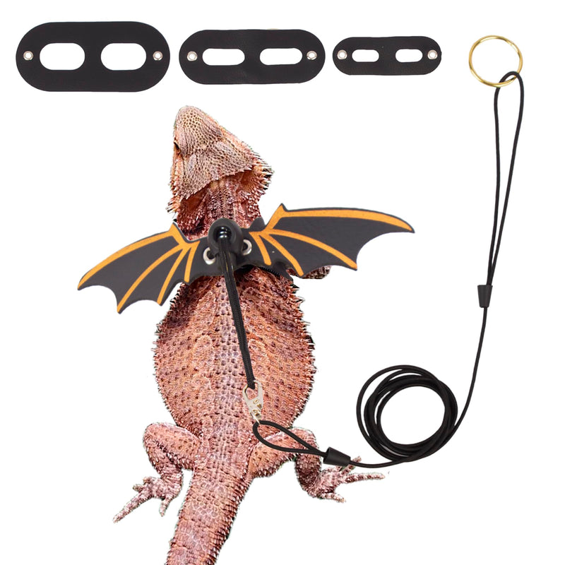 ADOGGYGO Bearded Dragon Leash Harness, 3 Size Pack Black Leather Wing Lizard Harness with Removable Lizard Leash for Bearded Dragon Lizard Reptiles (Black) - PawsPlanet Australia