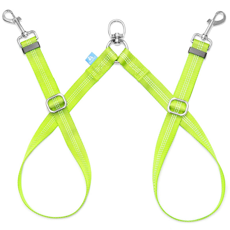 BAAPET Double Dog Leash Splitter, Tangle Free Dual Dog Leash Coupler, Two Dog Walking and Training Extension for Small Medium or Large Dogs (3/4'' x 20~32 Inch, Green) 2 Splitter (3/4'' x 20-32'') - PawsPlanet Australia