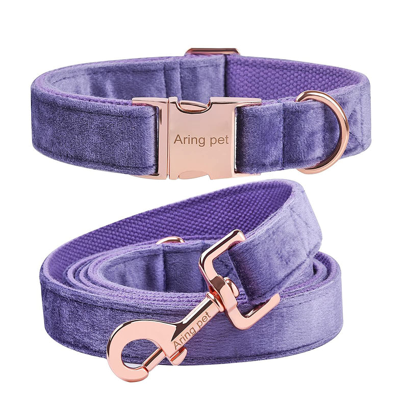 ARING PET Velvet Dog Collar and Leash Set, Soft Purple Dog Collar and Leash, Adjustable Collars for Dogs X-Large - PawsPlanet Australia