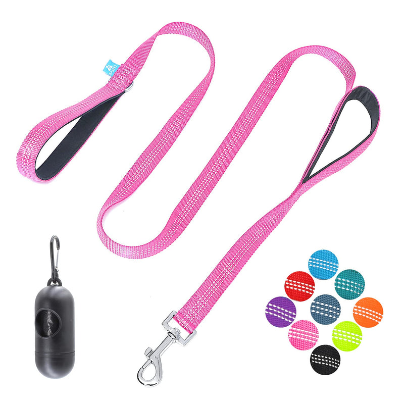 BAAPET Two Handle Dog Leash, Dual Soft Padded Handles with Traffic Control Handle Leash for Small Medium or Large Dogs (3/4'' x 5 FT, Pink) 2 Handle (3/4'' x 5 FT) - PawsPlanet Australia