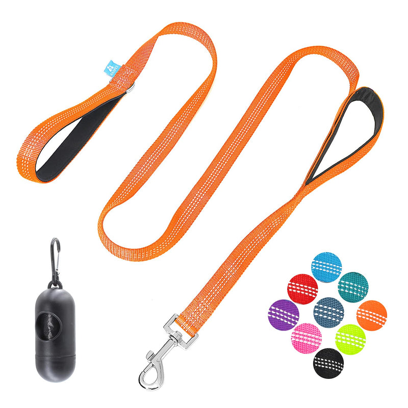 BAAPET Two Handle Dog Leash, Dual Soft Padded Handles with Traffic Control Handle Leash for Small Medium or Large Dogs (3/4'' x 5 FT, Orange) 2 Handle (3/4'' x 5 FT) - PawsPlanet Australia