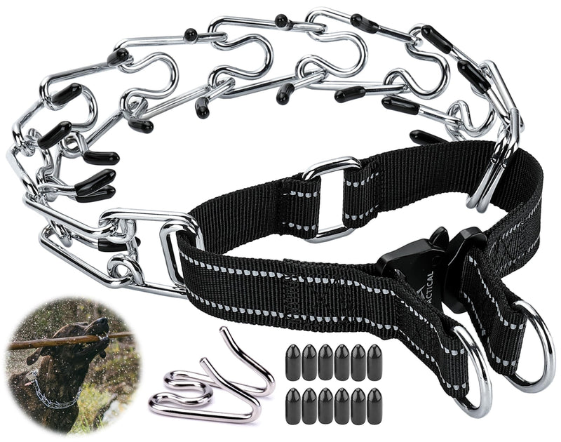 Pinch Collar for Dogs, Adjustable Quick-Release Stainless Steel Prong Collar for Small Medium Large Dogs (L/Neck Girth 16.9"-22.2", Black #2) L / Neck Girth 16.9"-22.2" - PawsPlanet Australia