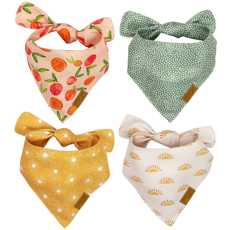 Remy+Roo Large Spring Dog Bandanas - 4 Pack Katherine Set | Premium Durable Adjustable Polyester Fabric Dog Scarfs | Patented Shape Girl Dog Bandana, Trendy Pattrens, Floral Dog Bandana - PawsPlanet Australia