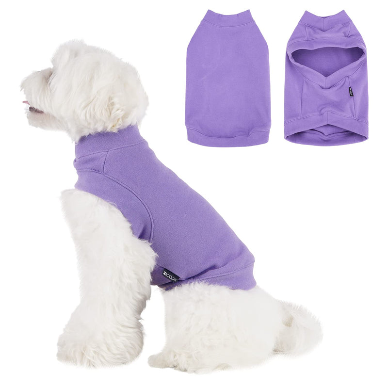 Soft Fleece Dog Sweatshirt - Warm Dog Sweaters for Small Medium Dogs Cats Cold Weather - Cat Sweater Pullover Stretchy Hoodie Easy On - Comfortable Dog Winter Clothes Pet Sweaters Vest for Doggie Purple L - PawsPlanet Australia