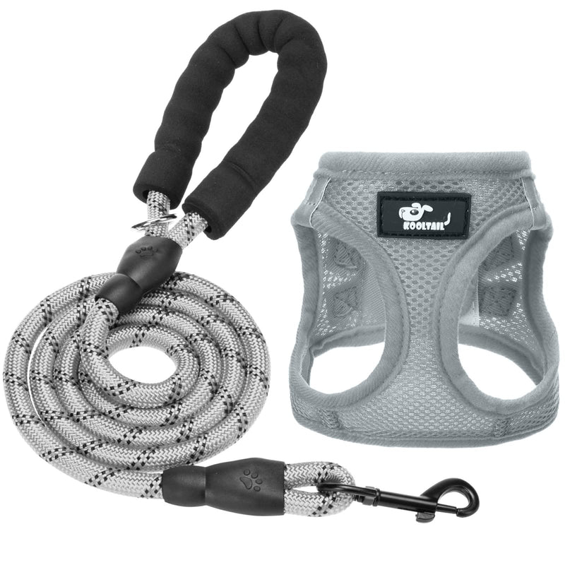 Breathable Air Mesh Dog Harness with Reflective Leash, Adjustable No Pull Step in Vest Harness for Small Dogs Puppies Cats, Grey, Small - PawsPlanet Australia