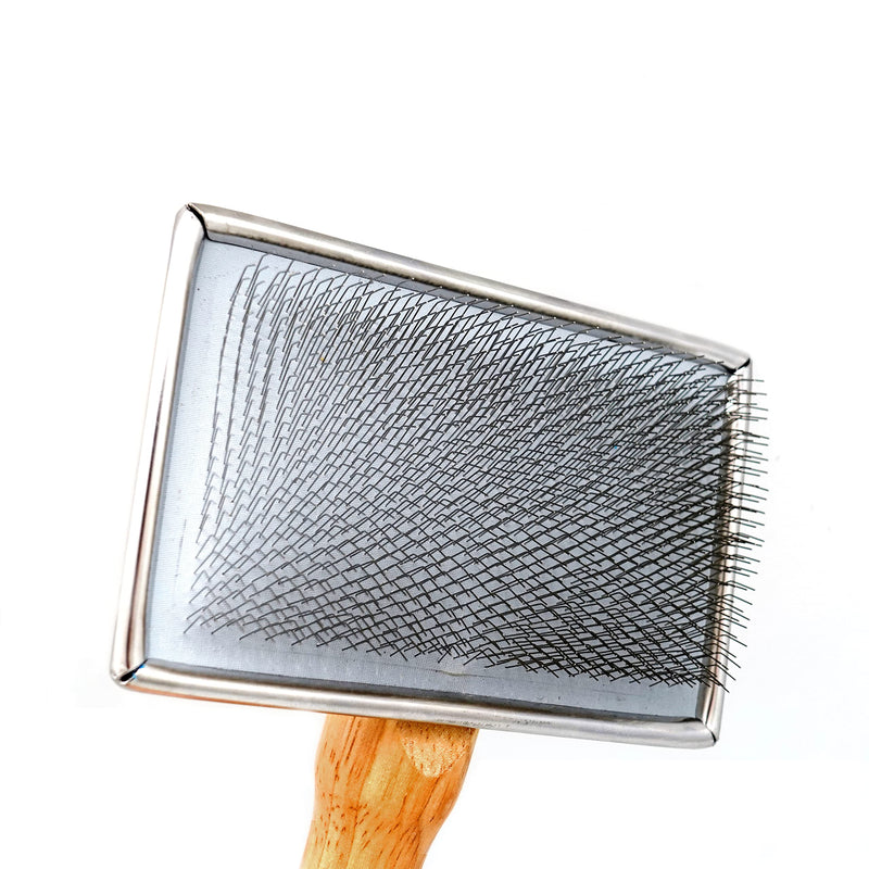 Pet Slicker Brush for Large Dogs, Wooden Handle with Stainless Steel Soft Pins, Gently Remove Tangled, Loose Undercoat and Mats Hair, Pet Grooming Brush Tool (8"), Wool Needle Felting Brush 8" - PawsPlanet Australia