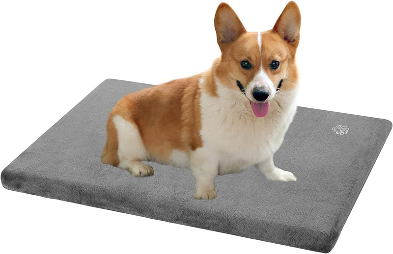 EMPSIGN Stylish Dog Bed Mat Dog Crate Pad Mattress Reversible (Cool & Warm), Water Proof Linings, Removable Machine Washable Cover, Firm Support Pet Crate Bed for Small to XX-Large Dogs, Grey M(29"*18"*3") - PawsPlanet Australia