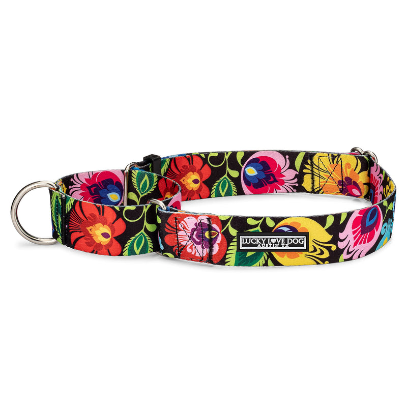 Lucky Love Dog Wide Martingale Dog Collar - No-Slip, Durable, & Soft Webbing 1.5 inch Martingale Collar for Dogs Male and Female Ideal for Training & Walking - Blackbird, Large Wide Martingale Collar Large | 15-25" Blackbird Martingale - PawsPlanet Australia