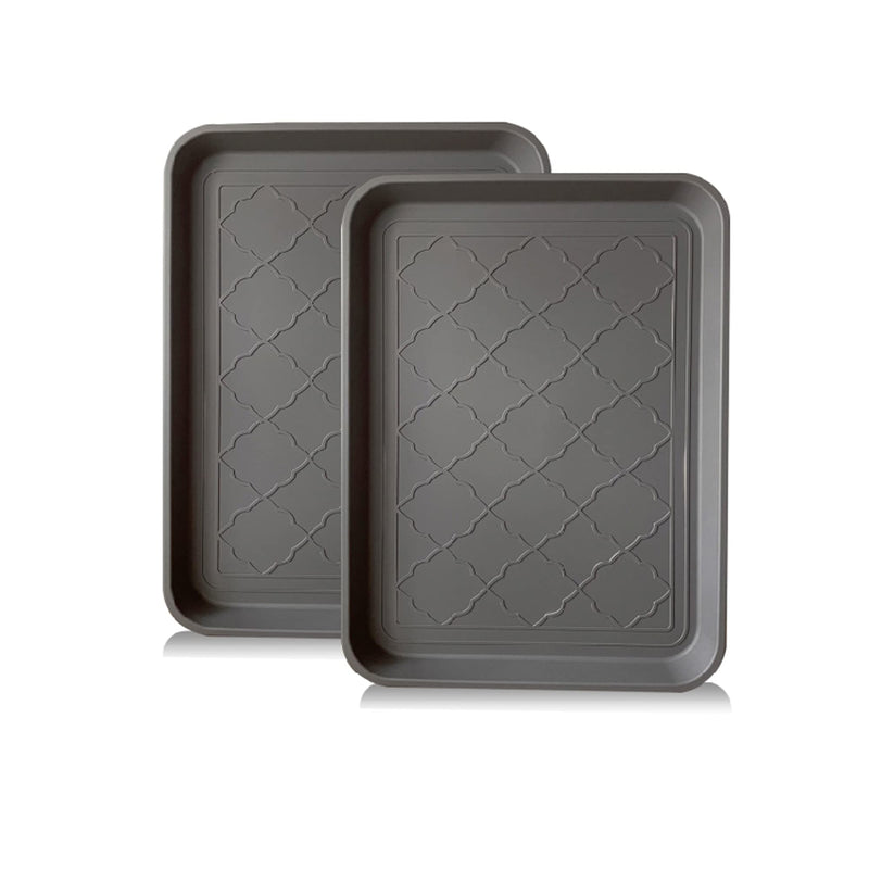 PetLike Boot Tray for Entryway Indoor, Pet Food Mat Tray, 16.7 x 12.8 inch 2 Packs, Waterproof Rubber Mat for Boots, Shoes, Pets, Garden 16.7x12.8 INCH Grey New - PawsPlanet Australia