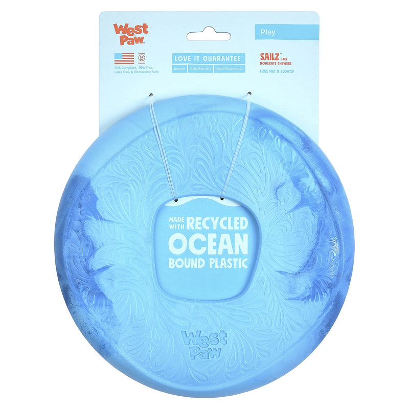 WEST PAW Seaflex Sailz Dog Toy Flying Disc – Machine Washable Dog Toys for Moderate Chewers – Eco-Friendly Zogoflex Toys for Dogs – Perfect for Gnawing, Fetch, Catch, Pet Training – Surf - PawsPlanet Australia