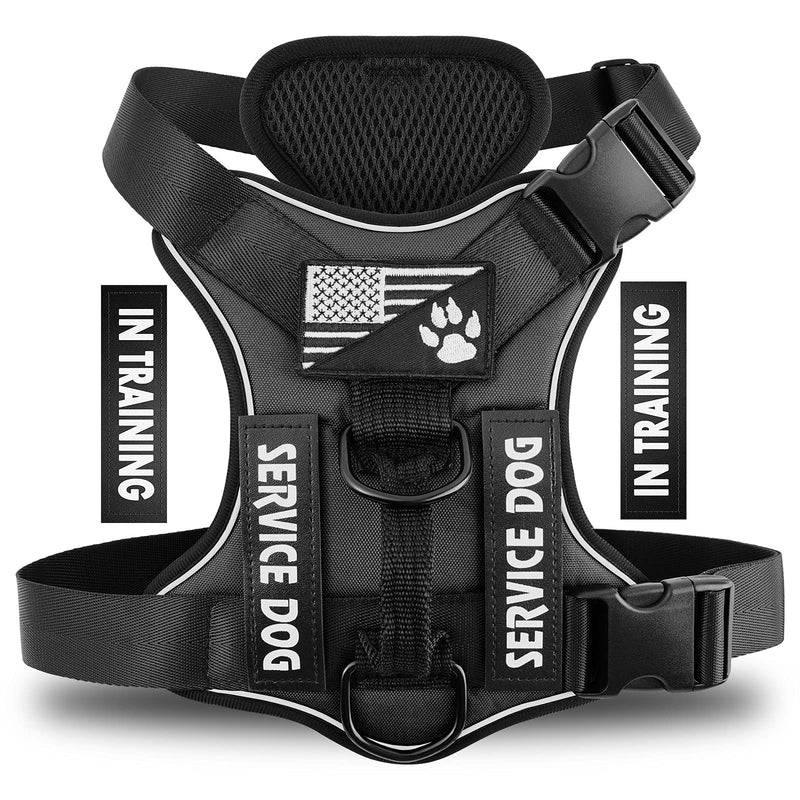 Demigreat Service Dog Harness, Reflective Dog Vest Harness with 5 PCS Patches, Adjustable Soft Oxford Pet Harness, Inner Layer Mesh, Easy to Control for Dogs Small (Pack of 1) Black - PawsPlanet Australia