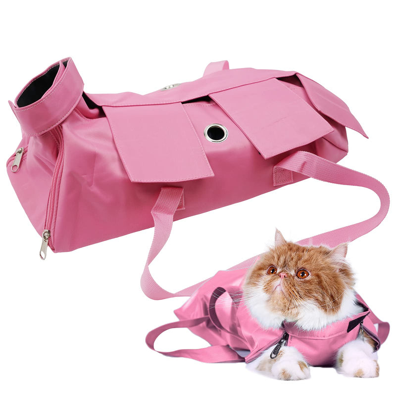 Kukaster Pet Cat’s Restraint Bag for Claw Care Nail Trimming Anti-Scratching Grooming Bag for Cats Medical Examination(Pink-l) L pink - PawsPlanet Australia