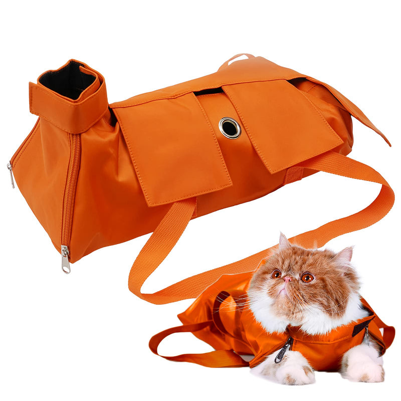 Kukaster Pet Cat’s Restraint Bag for Claw Care Nail Trimming Anti-scratching Grooming Bag for Cats Medical Examination(orange-m) Medium orange - PawsPlanet Australia