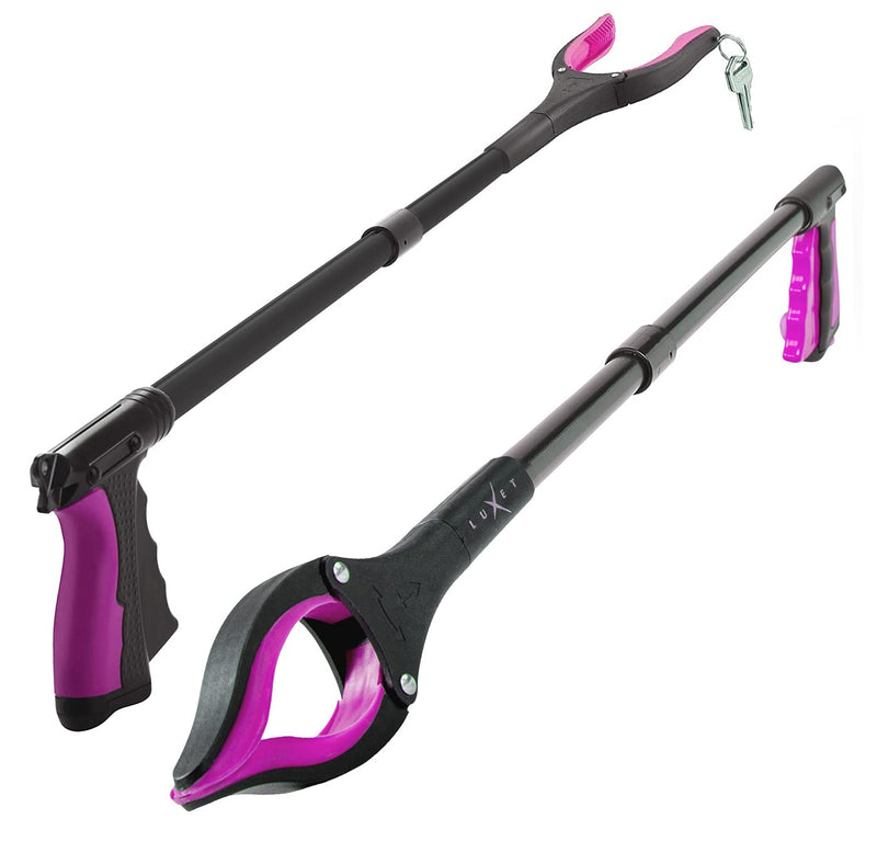 Grabber Reacher Tool - 2 Pack - Latest Version Long 32 Inch Foldable Pick Up Stick - Strong Grip Magnetic Tip Lightweight Trash Picker Claw Reacher Grabber Tool Elderly Reaching - by Luxet (Pink) Pink - PawsPlanet Australia