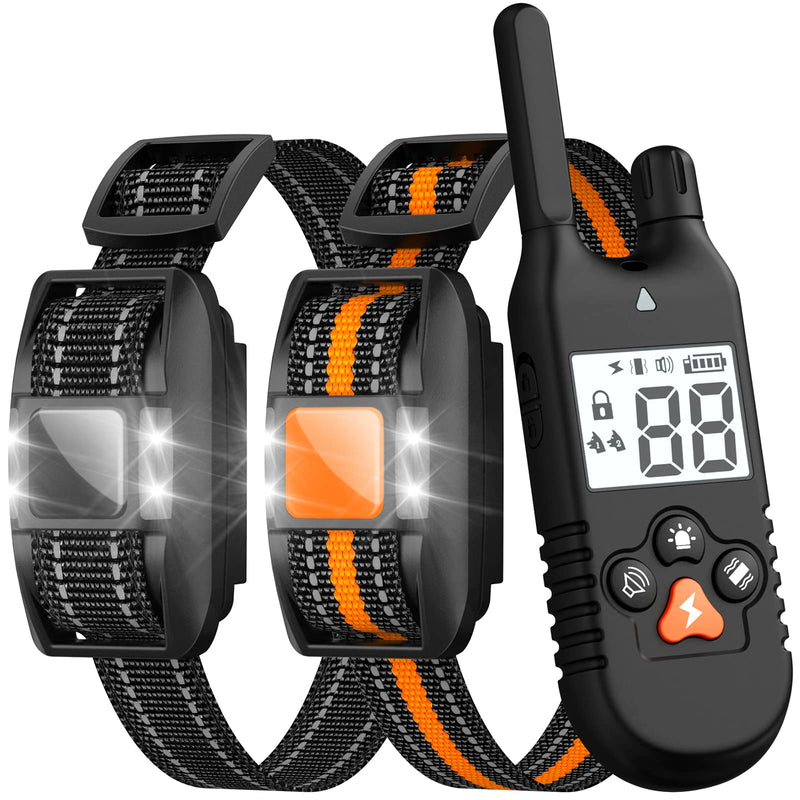 FunniPets Dog Shock Collar 2 Pack - 3000ft Dog Training Collar with Remote IP67 Waterproof E Collar for Dogs Training with Shock Vibrate Beep and Light Modes for Small Medium Large Breeds - PawsPlanet Australia