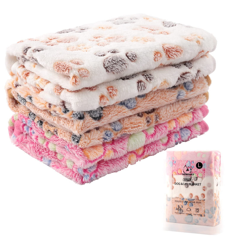 3 Pack Cat and Dog Blanket Soft & Warm Fleece Flannel Sleep Mat, Great Pet Throw for Puppy, Cats, Small, Medium & Large Dogs(Large 40" x 30") Brown/Pink/White large (40"*30") - PawsPlanet Australia