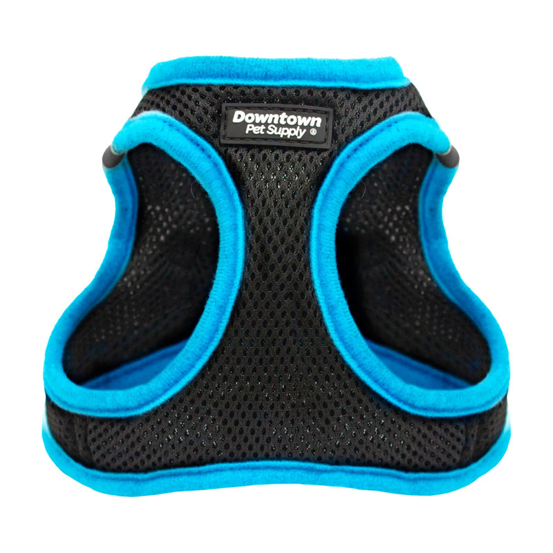 Downtown Pet Supply Step in Dog Harness for Small Dogs No Pull, Medium, Black w/Cobalt Blue Trim - Adjustable Harness with Padded Mesh Fabric and Reflective Trim - Buckle Strap Harness for Dogs Black w/ Cobalt Blue Trim - PawsPlanet Australia