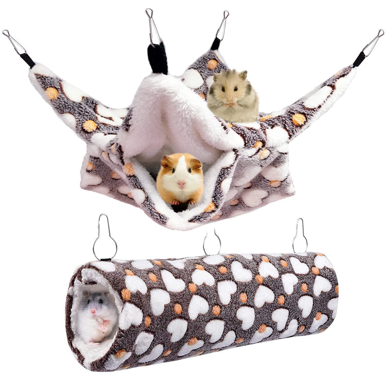 2 Pieces Small Pet Cage Hammock Hanging Tunnel for Small Animals Hanging Bed Cage Guinea Hammock Cage Accessories for Ferret Rat Chincilla Hammock Sleeper Cage Accessories Set (Coffee) Coffee - PawsPlanet Australia