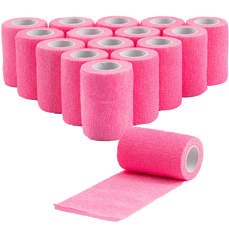 16 Pack Self Adhesive Bandage Wrap 3 inch, Self Sticking Bandage Wrap, Self Adherent for Wrist Ankle Sprains, Vet Wrap for Animals Pet(Pink) Pink - PawsPlanet Australia
