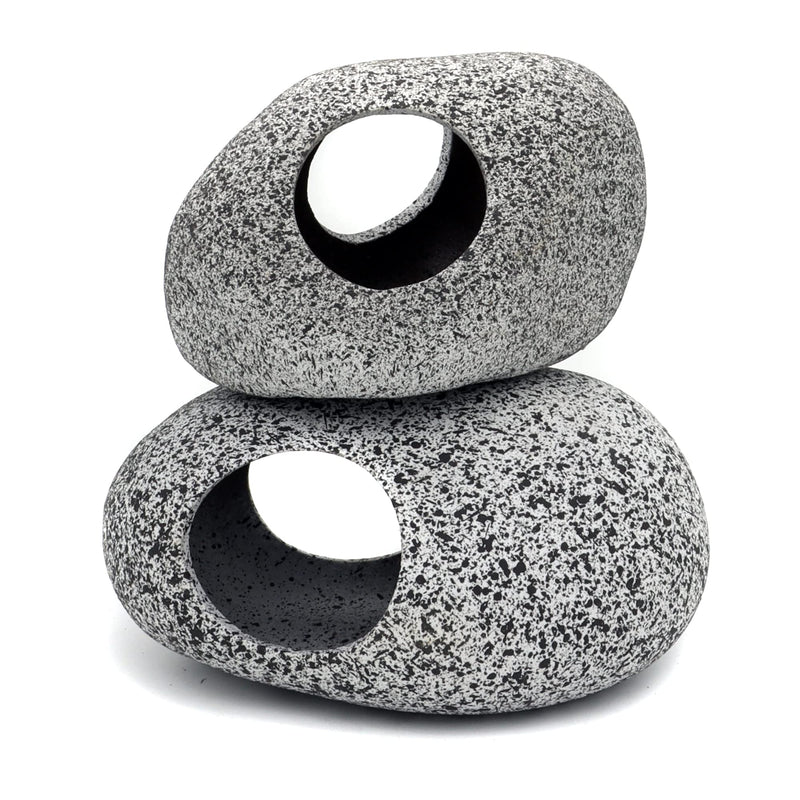 JIH Aquarium Decorations Rock, Ceramic Shelters - Shrimp Habitat, Breeding Tube, Hiding cave, Stackable Fish Tank Decor Cave for Hiding, Betta Fish (J001+J002) J001+J002 - PawsPlanet Australia