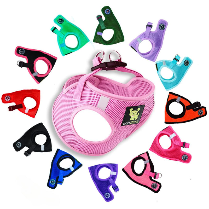 EcoBark Teacup Dog Harness - Step in Dog Harness, Eco Dog Harnesses for XXS, XS, and Small Dogs - Reflective and Adjustable Mini Body Halter Vest - Tiny Soft Mesh Toy Breed Harness (Baby Pink, XXXS) XXXS- 2 to 3 lbs- Chest up to 10 in (Pack of 1) - PawsPlanet Australia