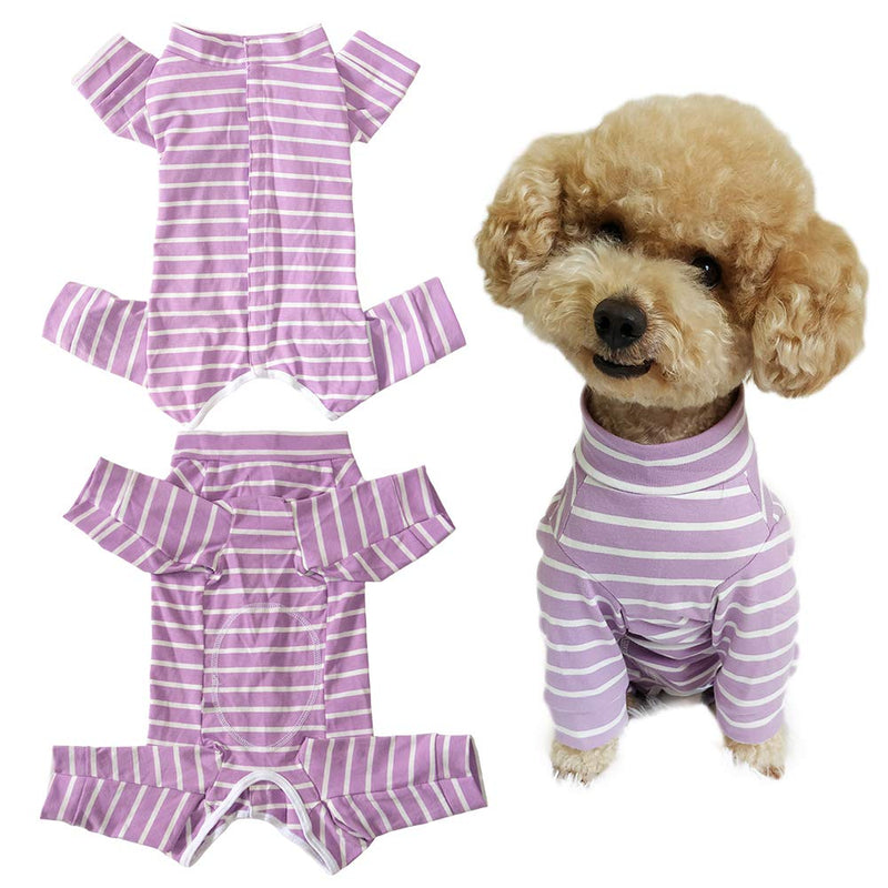 Dog’s Recovery Suit Post Surgery Shirt for Puppy, Full Coverage Dog's Bodysuit Wound Protective Surgical Clothes for Small and Medium Pets (purple white stripe-m) purple white stripe - PawsPlanet Australia
