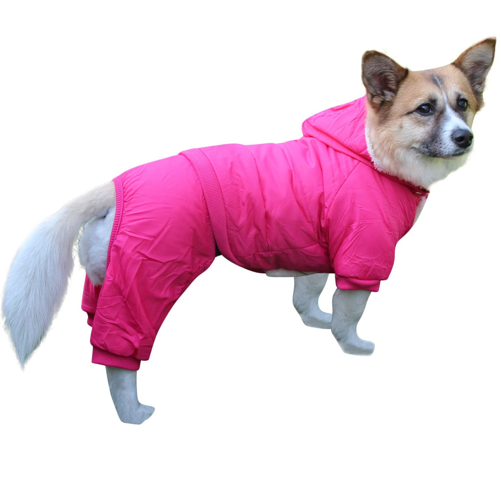 JoyDaog Fleece Lined Dog Coat with Detachable Hood and Detachable Hind Legs,Warm Puppy Jacket in Winter Medium (Pack of 1) Pink