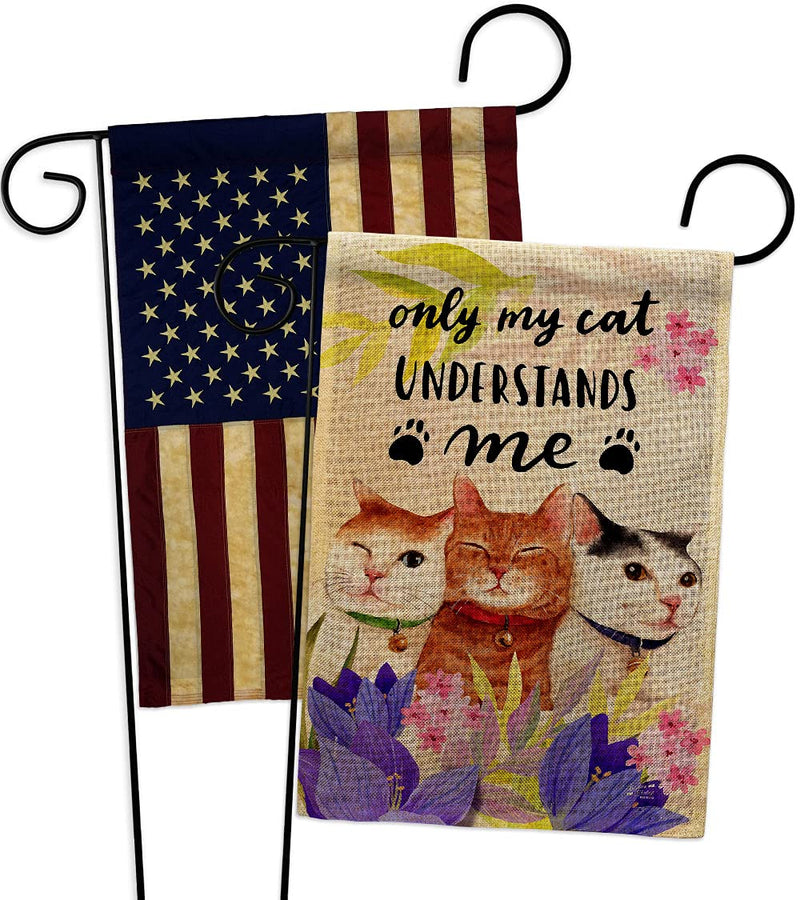 My Cat Understand Burlap Garden Flag Pack Kitten Meow Spoiled Paw Fur Pet Nature Farm Animal Creature Vintage Applique House Banner Small Yard Gift Double-Sided, Made in USA - PawsPlanet Australia