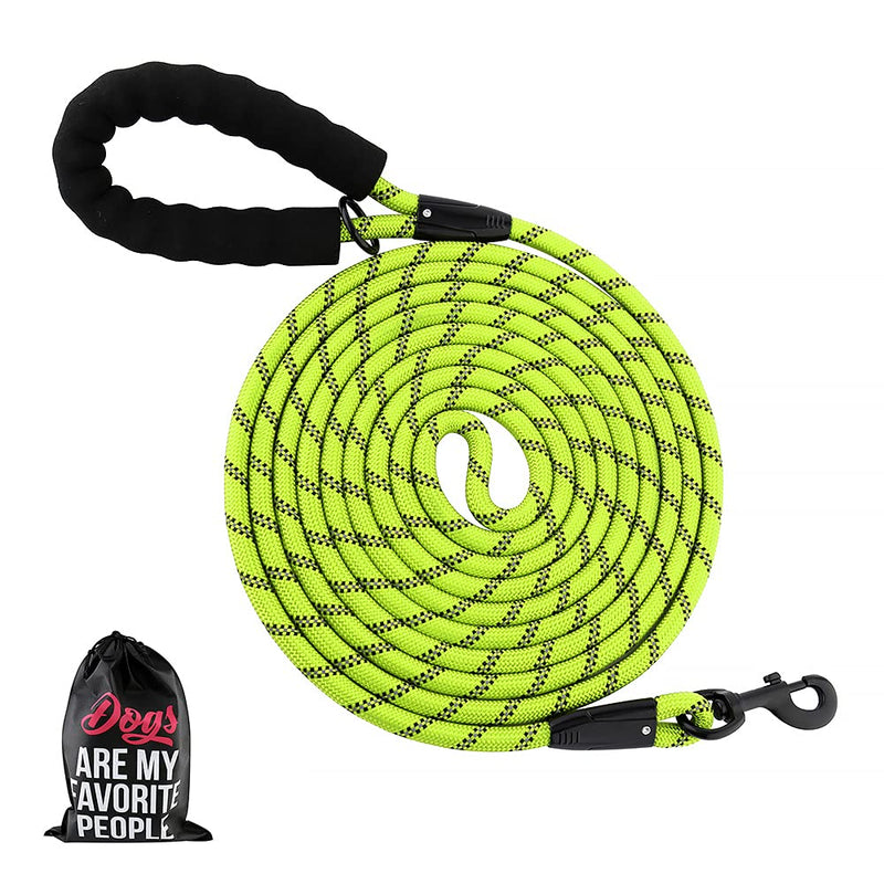 Plutus Pet Long Rope Dog Leash, with Comfortable Padded Handle, Reflective Nylon Heavy Duty Rope Leash, 15FT 20FT 30FT Dog Training Leash for Small Medium Large Dogs (20FT, Green) 2/5"x20' - PawsPlanet Australia