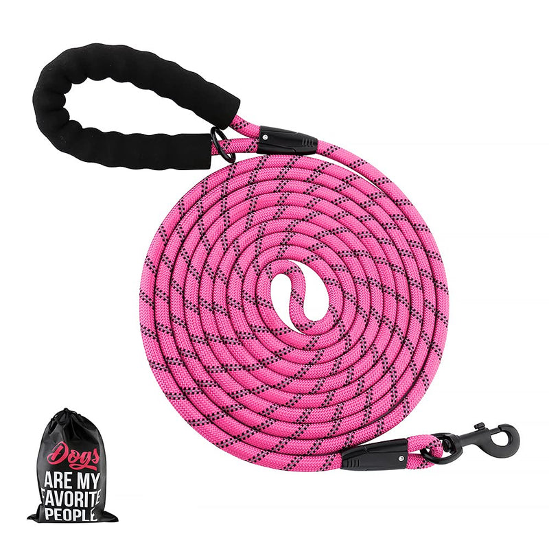 Plutus Pet Long Rope Dog Leash with Comfortable Padded Handle, Reflective Nylon Heavy Duty Rope, 15FT 20FT 30FT for Small Medium Large Dogs (15FT, Pink) 2/5"x15' - PawsPlanet Australia