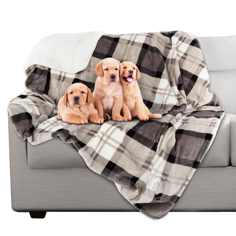 PETMAKER Pet Blanket - Reversible Waterproof Plaid Throw Protects Couch, Car, and Bed from Spills, Stains, or Fur - Dog and Cat Blankets (Gray) Large Gray Plaid - PawsPlanet Australia
