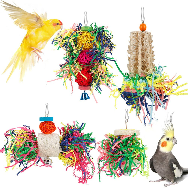 Foraging Toys Parakeet Chewing Hanging Toy Shredded Paper Bird Cage Accessories for Conure Cockatiel Budgies Lovebird Parrotlet Without Rope Perch - PawsPlanet Australia