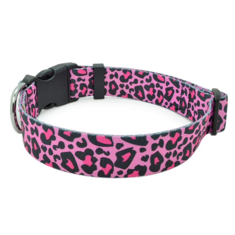 Pretty Dog Collar for a Girl Dog, Sturdy Durable with Buckle Leopard Print Design, Pink Dog Collars for Medium Dogs, Premium Adjustable Polyester Pet Collar… - PawsPlanet Australia