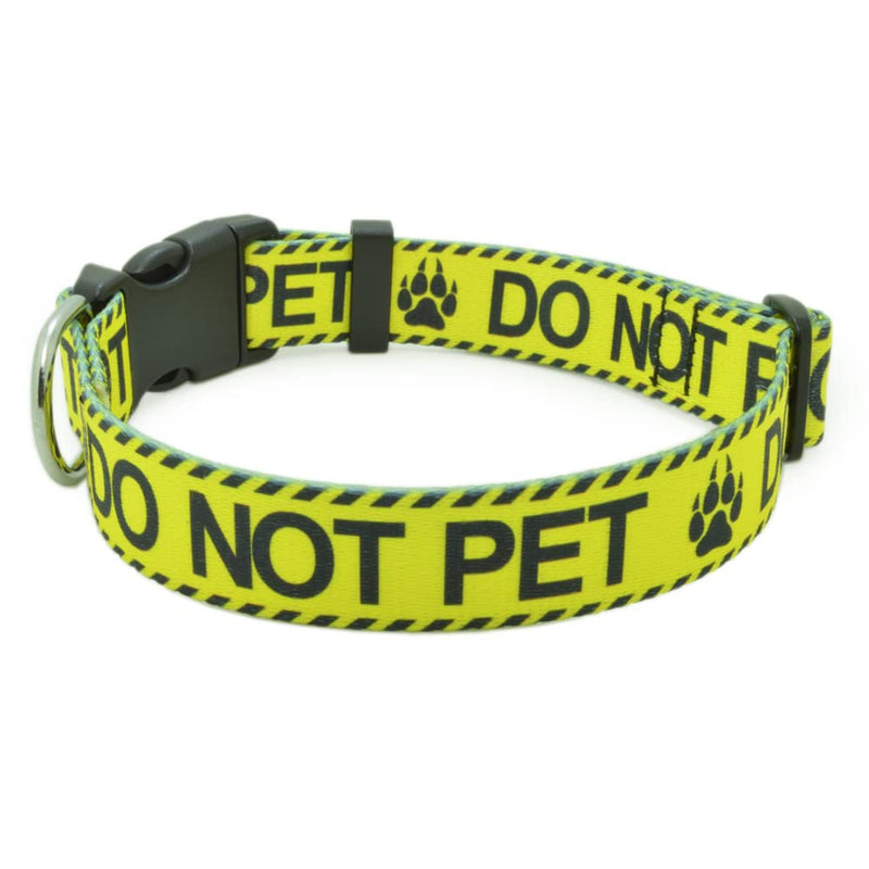 Dog Collar for DO NOT PET, Sturdy Durable with Buckle, Yellow Dog Collars for Small Medium Large Dogs, Premium Adjustable Polyester Pet Collar DO NOT PET Yellow - PawsPlanet Australia