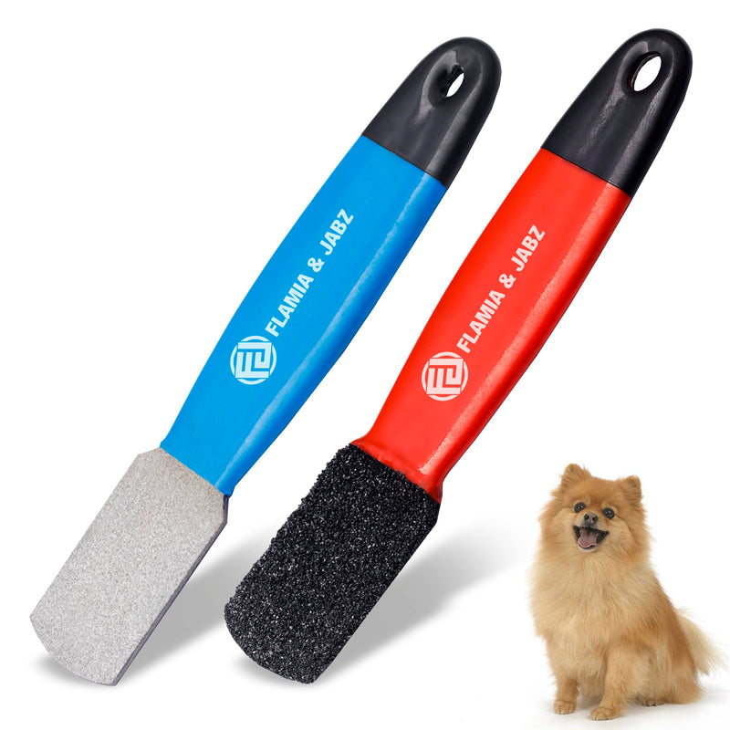 FLAMIA & JABZ Stripping Metal Stone Diamond Edged for Dogs, Cats & Pets with Plastic Grip (2 Piece Pack of Coarse & Fine) 2 Piece Pack (Coarse & Fine) - PawsPlanet Australia