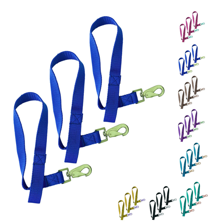 Majestic Ally Pack of 3 Horse Bucket Strap Hangers – Practical and Easy Design for Indoor or Outdoor Use -Set of 3,-1"x22" Royal Blue - PawsPlanet Australia