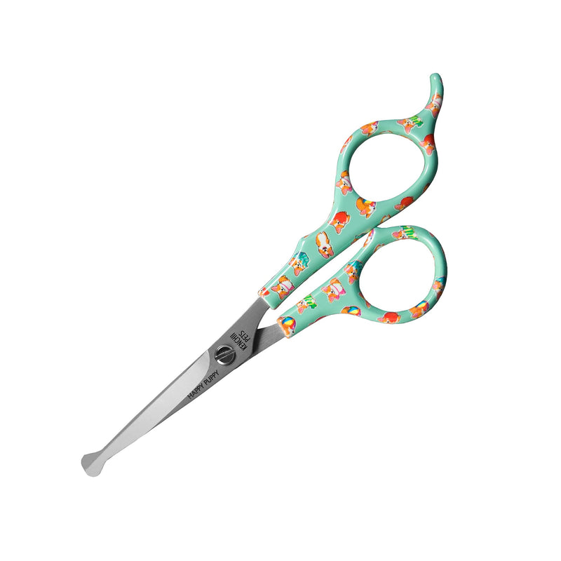 Kenchii Happy Puppy Ball Tip Shears Trimming Scissors for Dogs | Pet Grooming Puppy Essentials | Stainless Steel Grooming Scissors for Dogs | Safety Blunt Tip Scissors and Dog Grooming Tools | 5.5 In 5.5 Inch Blue - PawsPlanet Australia
