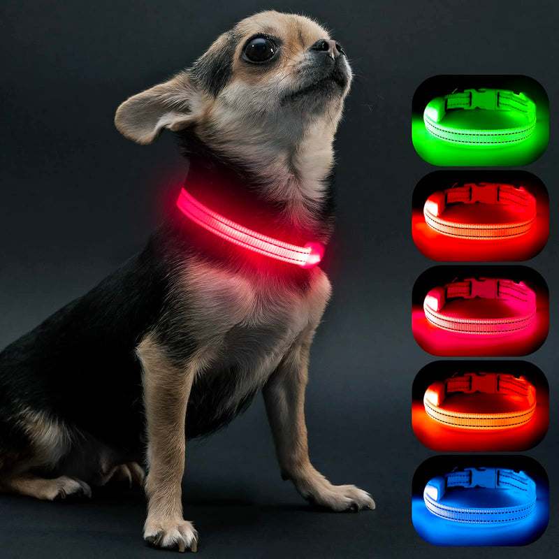 Visinite Light Up Dog Collars, Lighted Dog Collars Rechargeable Waterproof, Dog Glow Collar for Pet Safety Dog Lights Night Walking, Fully Adjustable Led Dog Collar for Small Medium Large Dogs Pink - PawsPlanet Australia
