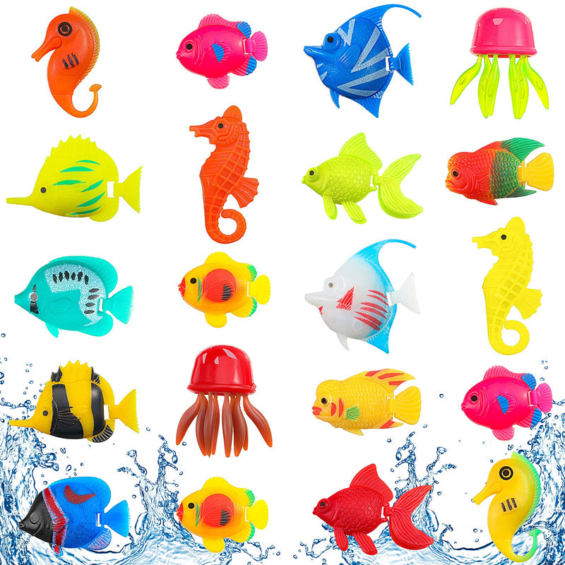 20 Pieces Artificial Moving Fishes Plastic Floating Fishes Lifelike Fish Ornament Aquarium Decorations for Fish Tank (Jellyfish and Seahorses) - PawsPlanet Australia