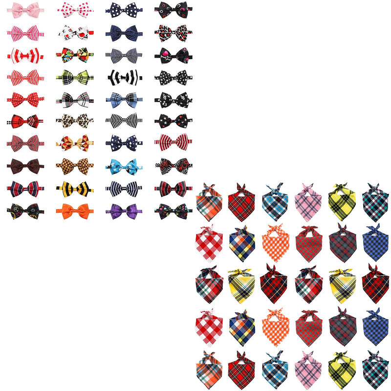 Segarty 70PCS Dog Ties and Bowties Bulk, 40PCS Dog Bowties, 30PCS Dog Bandanas for Small Medium Dogs, Grooming Accessories Gift for Puppy Small Medium Dogs