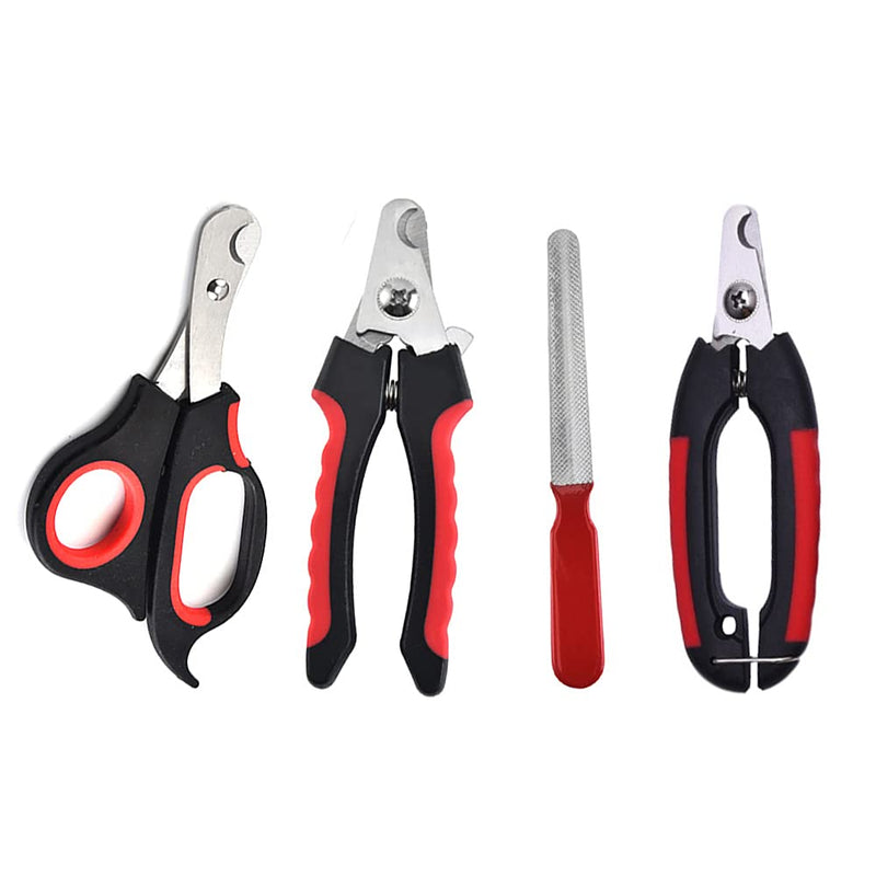 4 Pieces/set Pet Dog Cat Nail Clipper Cutter Stainless Steel Grooming Trimmer Scissors Clippers for Animals with Lock 2 sizes (Small, Black and Red) - PawsPlanet Australia