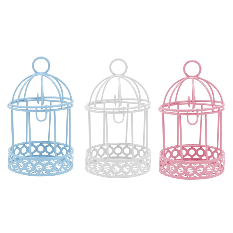 Metal Wall Hanging Bird Cage Mini Desktop Storage Decor Hollow Iron Bird Cage Organizer Home Office Desktop Decor 3pcs Tealight Holder - PawsPlanet Australia