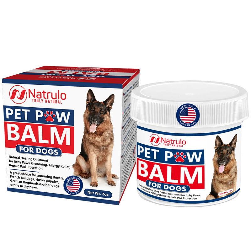Natrulo Pet Paw Balm for Dog - Natural Healing Ointment for Itchy Paws, Grooming, Allergy Relief, Repair, Pad Protection – Soothing Unscented Shea Butter Moisturizer for Itching, Dryness, Licking 2oz - PawsPlanet Australia