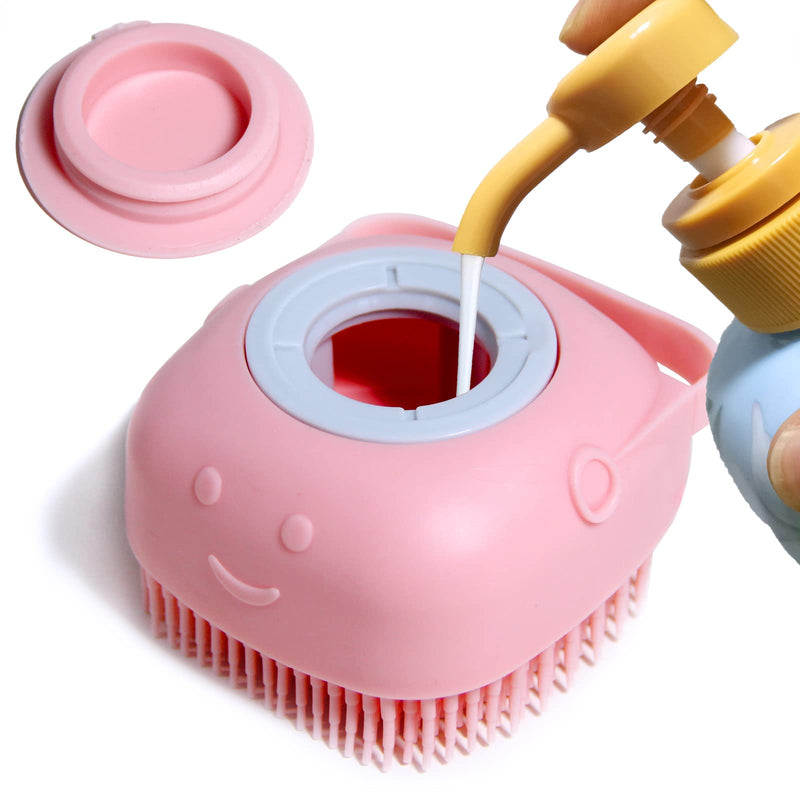 Pet Bath Brush Dog Baths Brush Shampoo Dispenser Soft Silicone Dog Bathing Brushes Dogs Shampoo Brushes scrubbers for Cats and Dogs Shower Brush Grooming (Pink) Pink - PawsPlanet Australia
