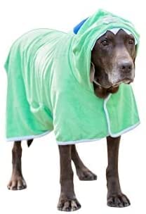 BoxDog Wearable Microfiber Dog Towel with Monster Hoodie | Soft Dog Bathrobe (x-Large) X-Large Green Monster - PawsPlanet Australia